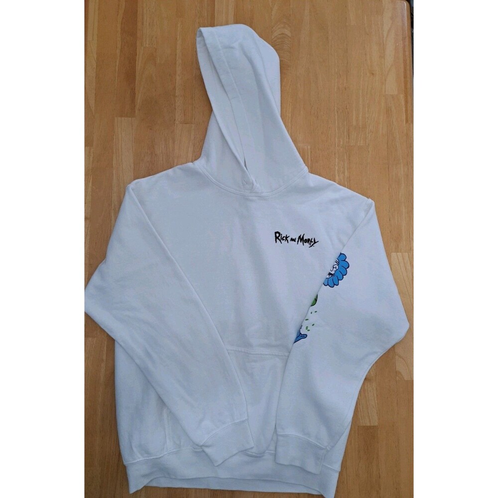 Rick & Morty Graphic Hoodie White Men's Size Large READ